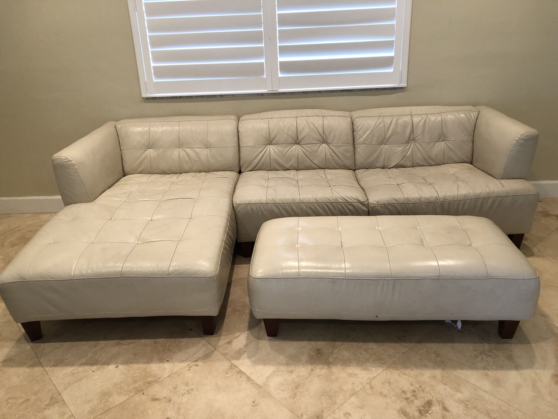 Macy’s Alessia leather sectional and ottoman