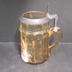 Vintage Minature Amber Glass Mary Gregory Stein, Has Chip