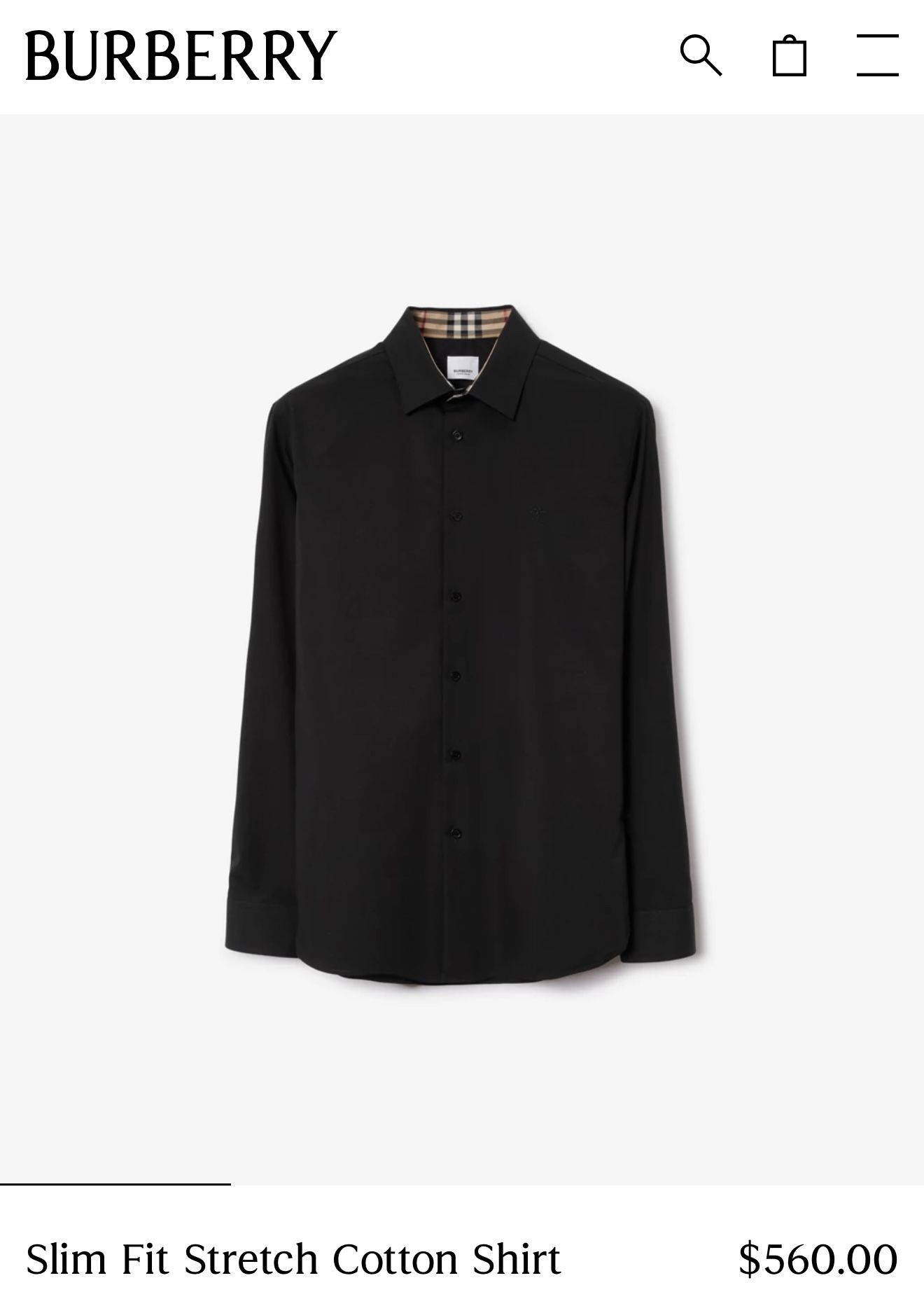 Slim Fit Stretch Burberry Long Sleeve Shirt (Small)
