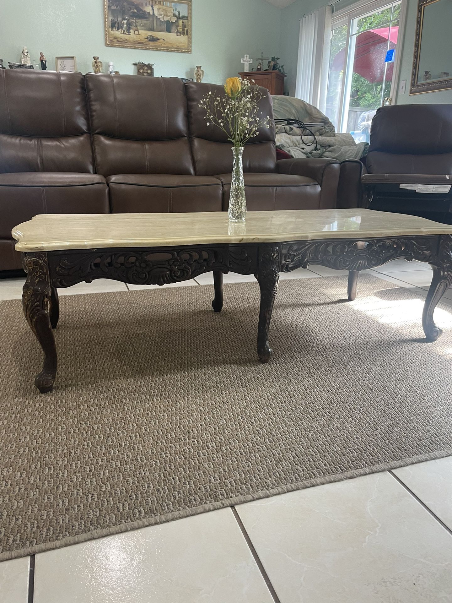 Coffee Table Marble And Wood 
