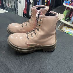 Girls Patent Pink Boots