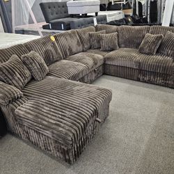 Brand NEW SECTIONAL CORDUROY FABRIC WITH PULL OUT BED & STORAGE CHAISE $1399 LAST SET REG: $1599