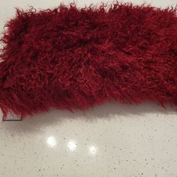 Mongolian Lamb Maroon Pillow 12 X 20 New With Tag