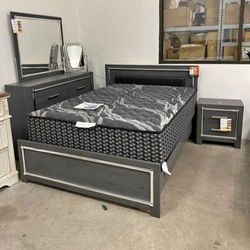 LODANNA GRAY LED PANEL BEDROOM SET