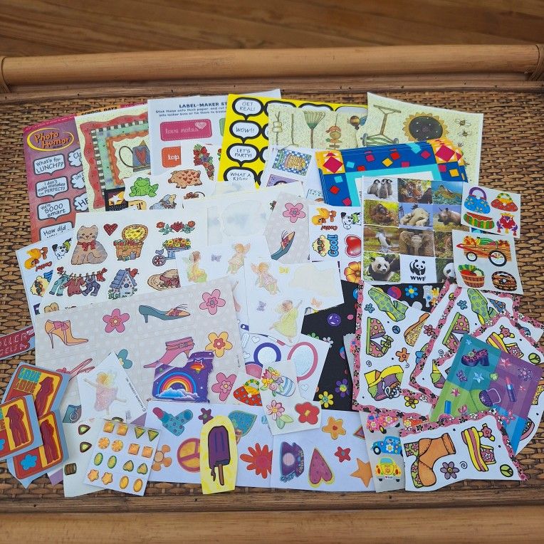 Y2K Stickers Bundle 2000s Girly Shoes Scrapbooking Current Glitter Sandy Lion Nostalgia