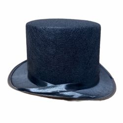 Black Wool Top Hat with Satin Band