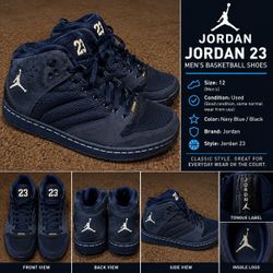 : Men's Air Jordan 23 High-Top Basketball Shoes – Navy Blue/Black – Size 12