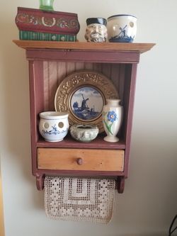Burgundy Wooden Shadowbox Shelf