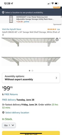 Garage Or Laundry Wall Shelf Storage, White 