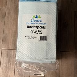 10- Count Package Disposable Underpads 30x36 Heavy Absorbency $10 Each