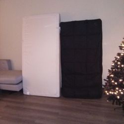 2 Twin Size Mattress One With Black Mattress Topper Both Brand New 