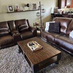 Like New Leather Couch And Loveseat Plus Coffee Table
