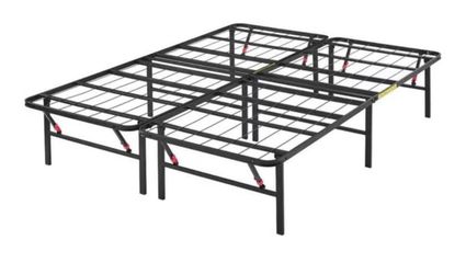 Bed Frame , Foldable Metal Platform, Sturdy Steel, No Box Spring Needed, Black.