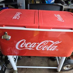 Coca Cola Cooler W/ Rolling Stand