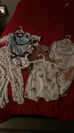 Baby boy clothes in a bundle