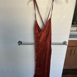 Long Orange/brick Color Dress Size Medium 