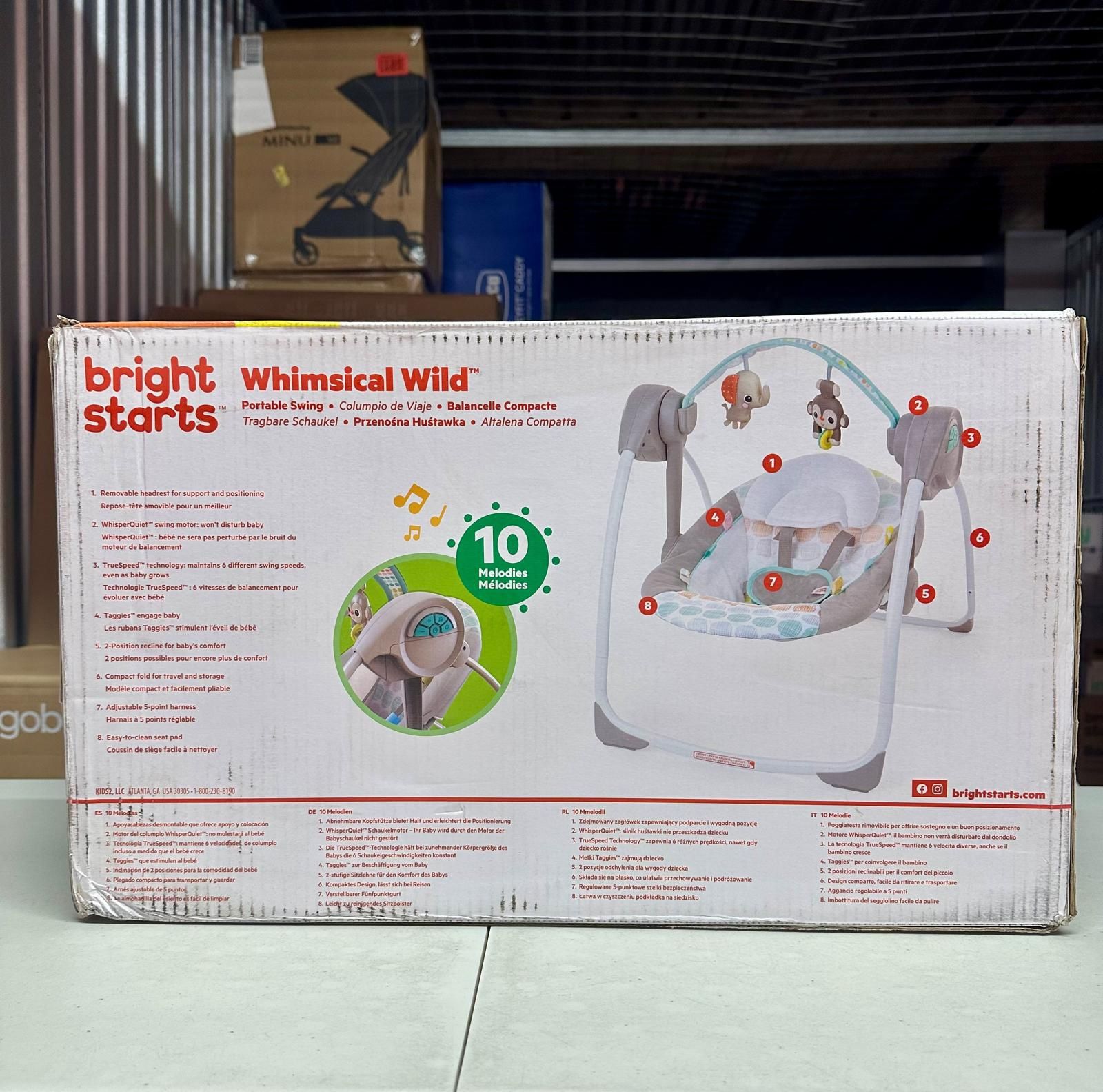 Bright Starts Whimsical Wild Portable Baby Swing with Music 6 Speeds
