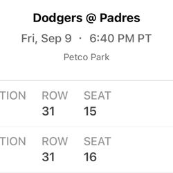 Padres Vs Dodgers Friday 9/9  2 Tickets For 140. Great Seats!