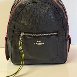 Coach Black Leather Backpack