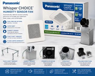 Panasonic Whisper CHOICE® Humidity Sensor Fan. (80/110 CFM)