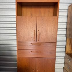 Solid Wood Storage Cabinet w/ Drawers & Doors – Mid-Century Style