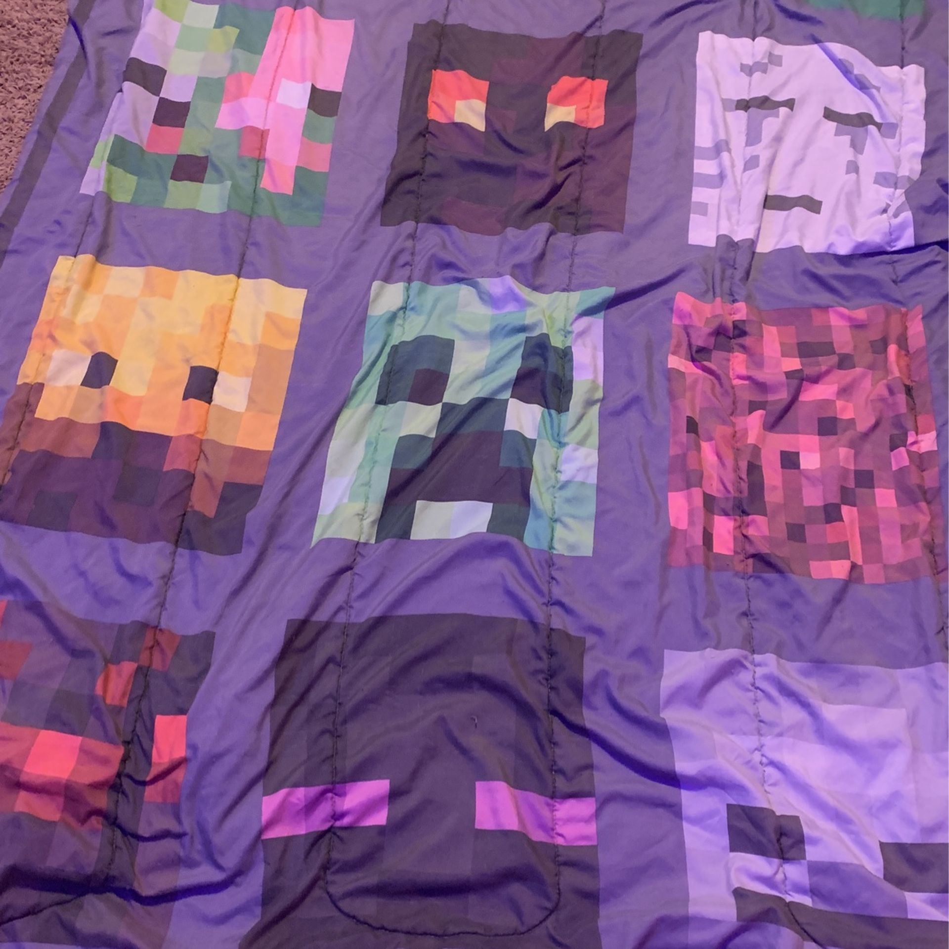 Clean Minecraft Blanket, Wallet, And Steve Plushe