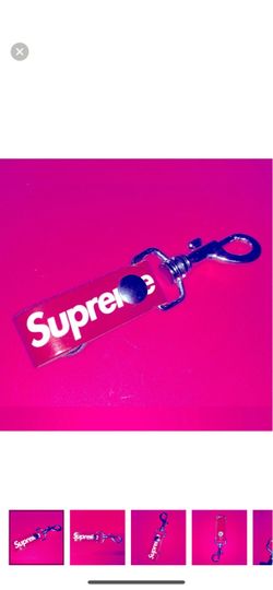 Supreme - Red Box Logo Leather Key Loop Authentic Fashion Accessories Unisex