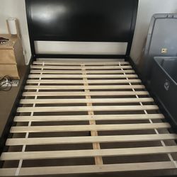 Queen Mattress Firm Black Sleigh Bed Foundation Frame