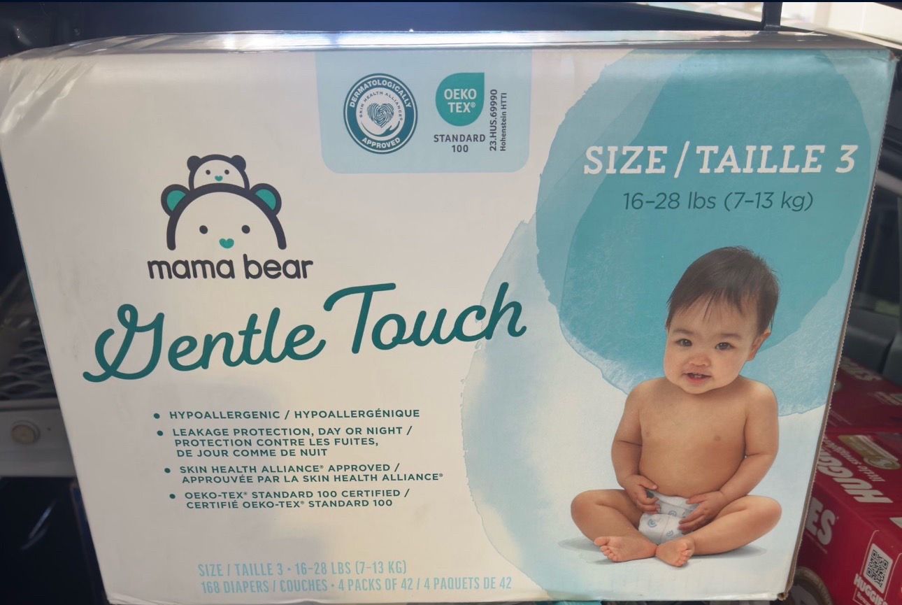 New gentle touch mama bear diapers size 3 168 count sell or tarde for Enfamil 12oz cans