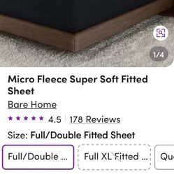 Black Micro Fleece Super Soft Fitted Sheet