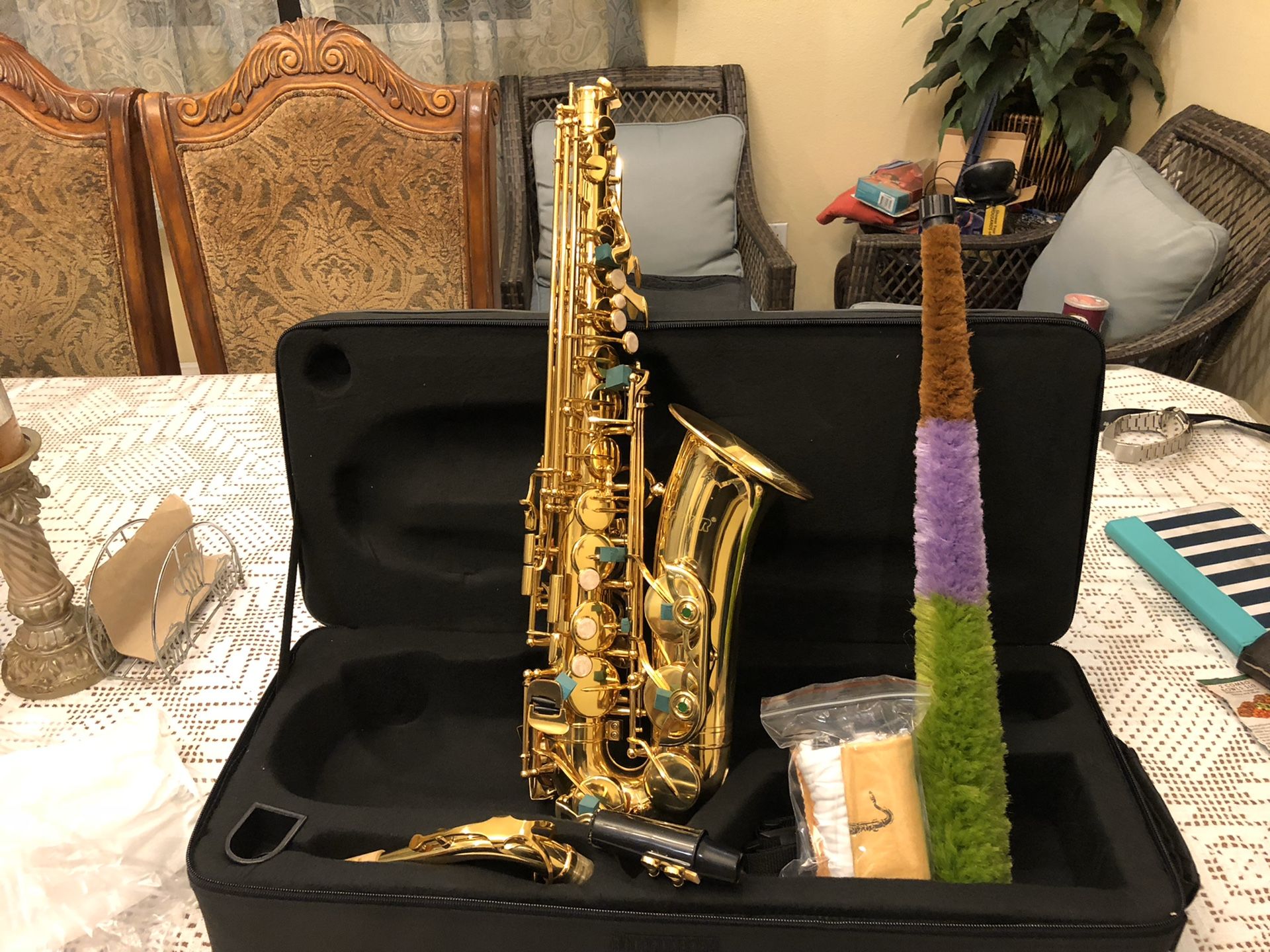 Fever alto saxophone with case neck strap mouthpiece cleaning cloth and gloves