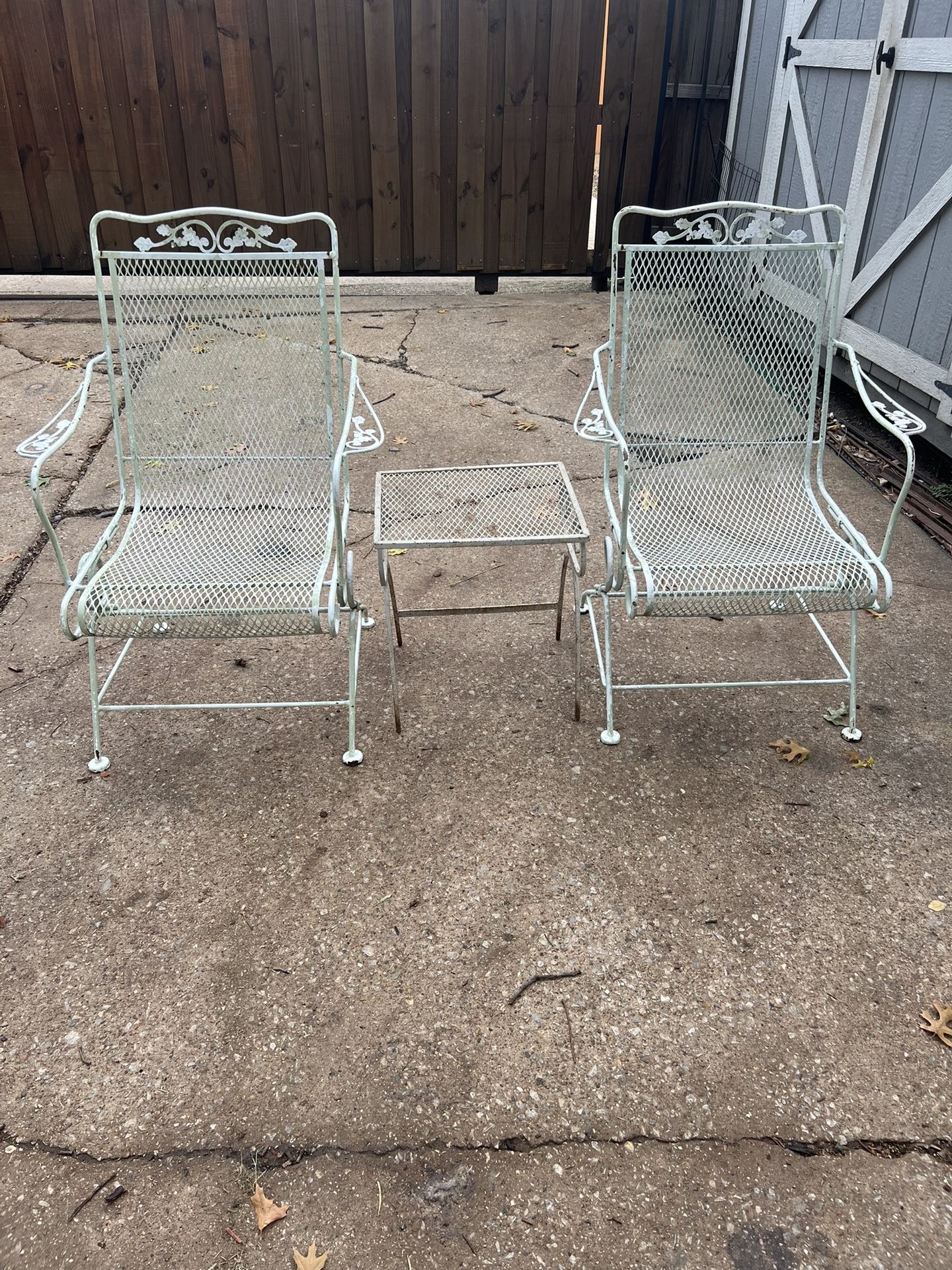Wrought Iron Rocker Chairs with Table