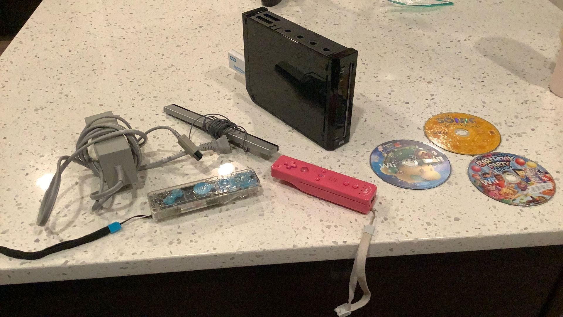 Nintendo Wii Mario Galaxy 2 Sonic And the Secret Rings And Birthday Party Bash Bundle. 2 Wii Remotes