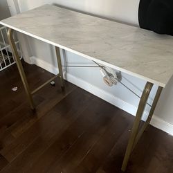 40 inch desk - faux marble top brass frame