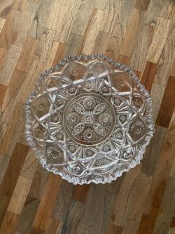 Vintage Lead Crystal Cut Fruit/Centerpiece Bowl-Heavy Ornate Crystal