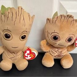 NEW w TAGS Marvel Avengers Guardians of the Galaxy Groot TY Plush $8 for both 
