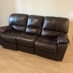 leather dark brown sofa and love seat