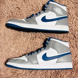 Air Jordan 1 Mid Men Cement True Blue Sneakers