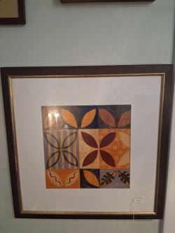 Framed Botanical Tile Pattern Wall Art