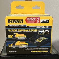 DEWALT Powerstack 20-Volt Lithium-Ion 5.0 Ah and 1.7 Ah Batteries and Charger🚨$130.00 Firm