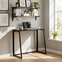 Homy Casa Ascoli 31.4" Folding Desk Computer Table, Black