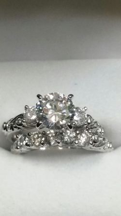 .925 sterling silver genuine Solitaire cubic zirconia diamond ring set