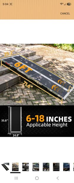 Like new ✅️ 6FT Portable Wheelchair Ramp,Non-Slip Aluminum Ramps for Wheelchairs for Home.