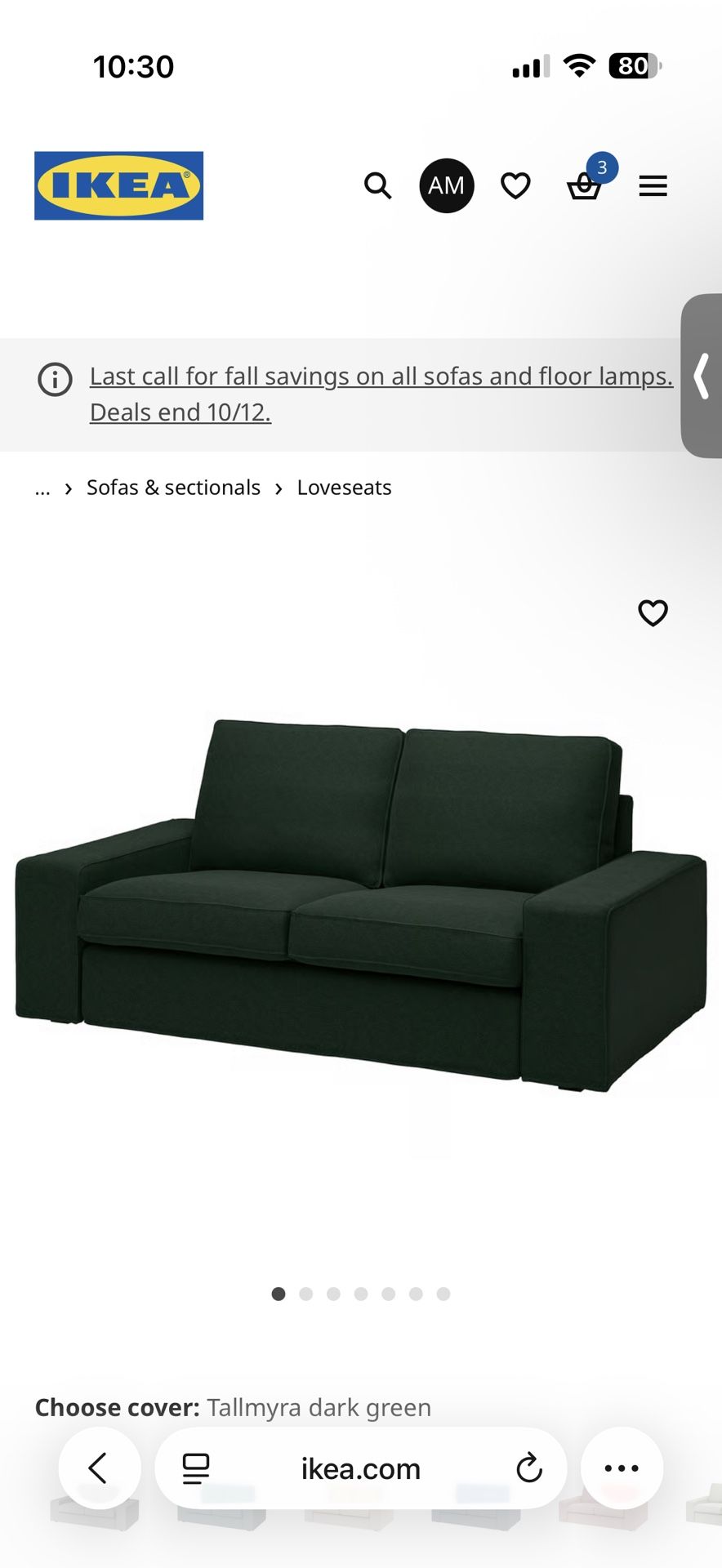 IKEA KIVIK loveseat w/Ottoman