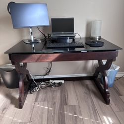 Glass top Wooden Home Office Desk 