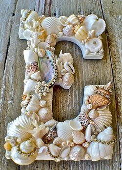 Sea shell decorated letters custom made on order