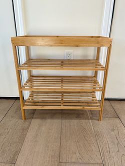 Bamboo Shoe Rack with Top Shelf