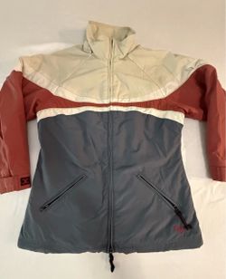 Roxy Board Wear Quicksilver Ski Snowboard Jacket Large Lined Insulated Cream Red