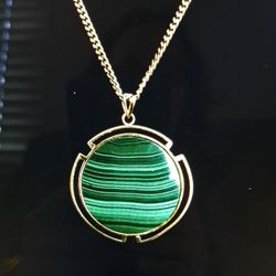 Vintage Round Malachite Stone Pendant