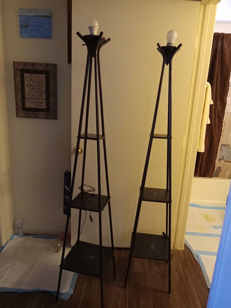 2 Six Ft Tall-lamps With Shelves